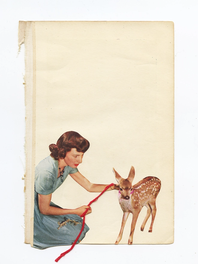 Original Fawn Collage on Paper - Rescue