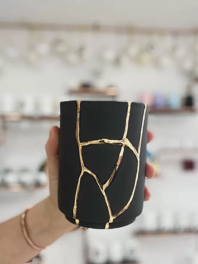 Black Kintsugi Vase