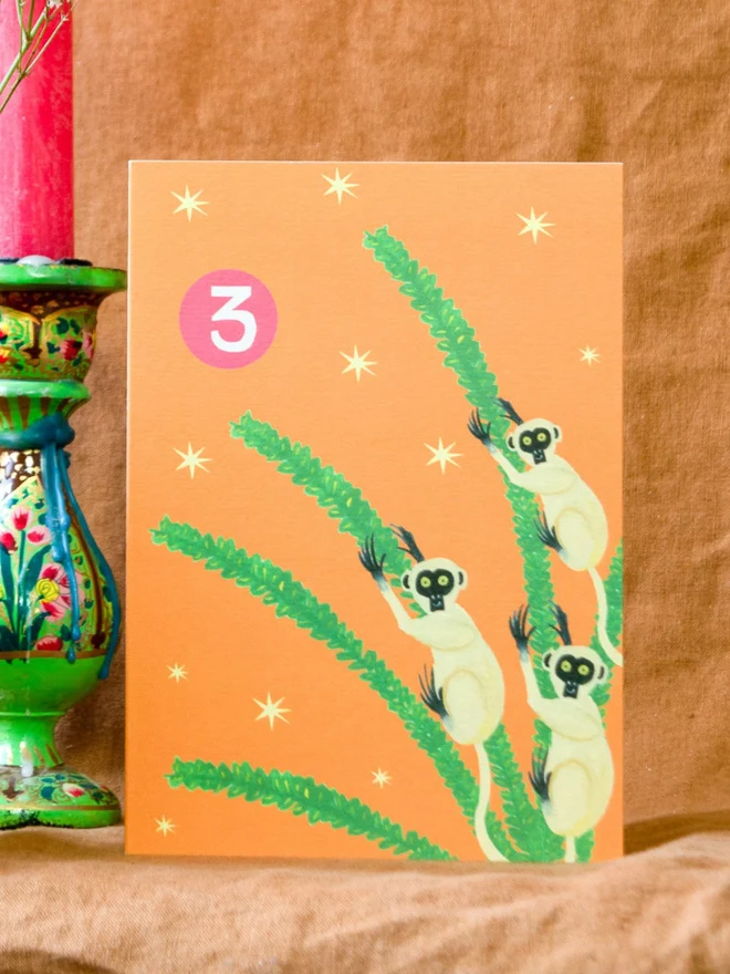 age 3 lemurs birthday card