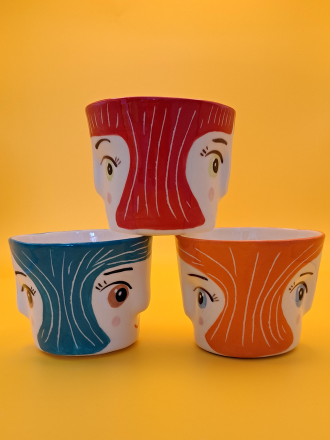 Side view of little cups
