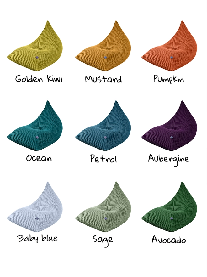 knitted bean bags colour palette 3