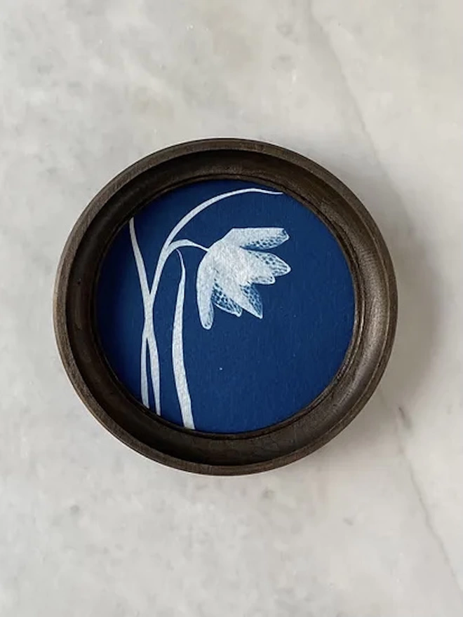 Cyanotype Flower Cameo