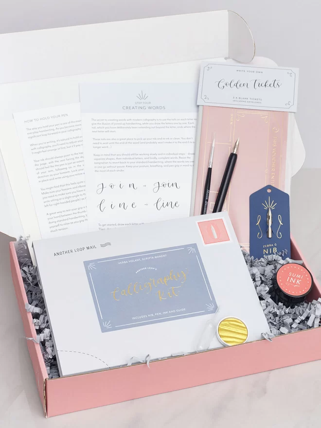 another loop calligraphy kit golden ticket edition contents