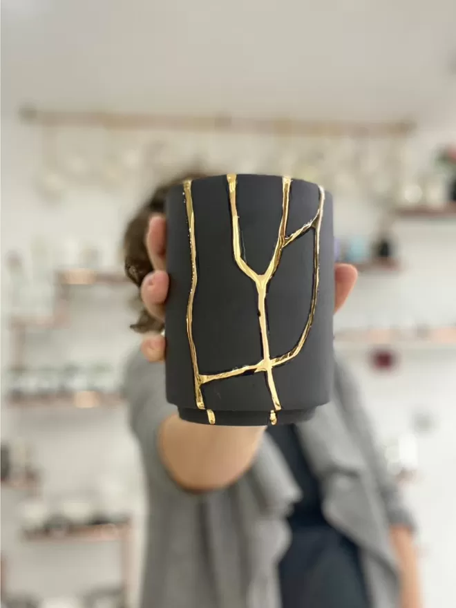 Black Kintsugi Vase