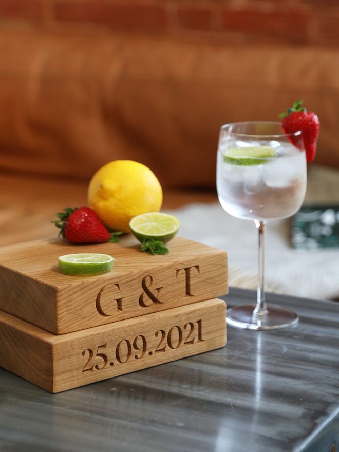 Personalised Oak Gin & Tonic Board (G&T)