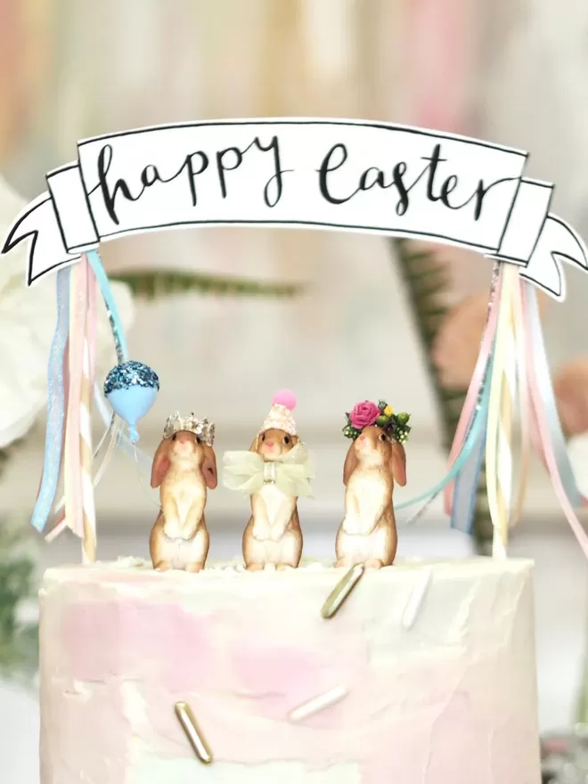 Rabbits seen on an easter cake.