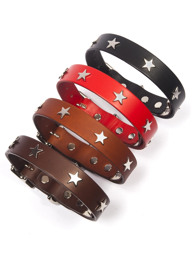 Creature Clothes Star Studded Leather Dog Collars