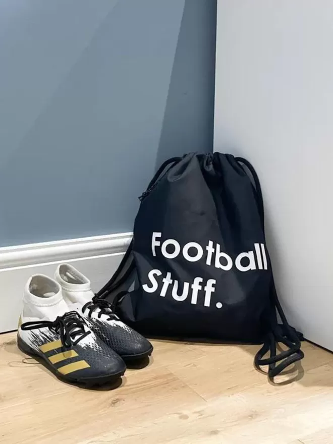 Football stuff black personalised bag