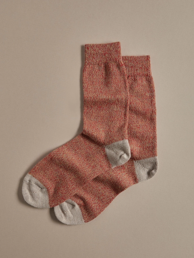 British Made Merino Wool Socks in Paprika