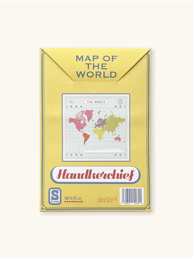 BACK OF MAP OF THE WORLD HANDKERCHIEF