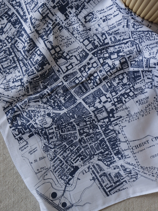 Detail of a Mr.PS Oxford Hankie printed in midnight blue
