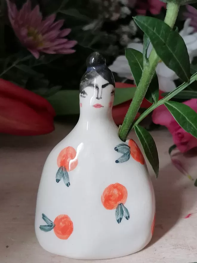 Winnie ceramic unique hand painted flower holder