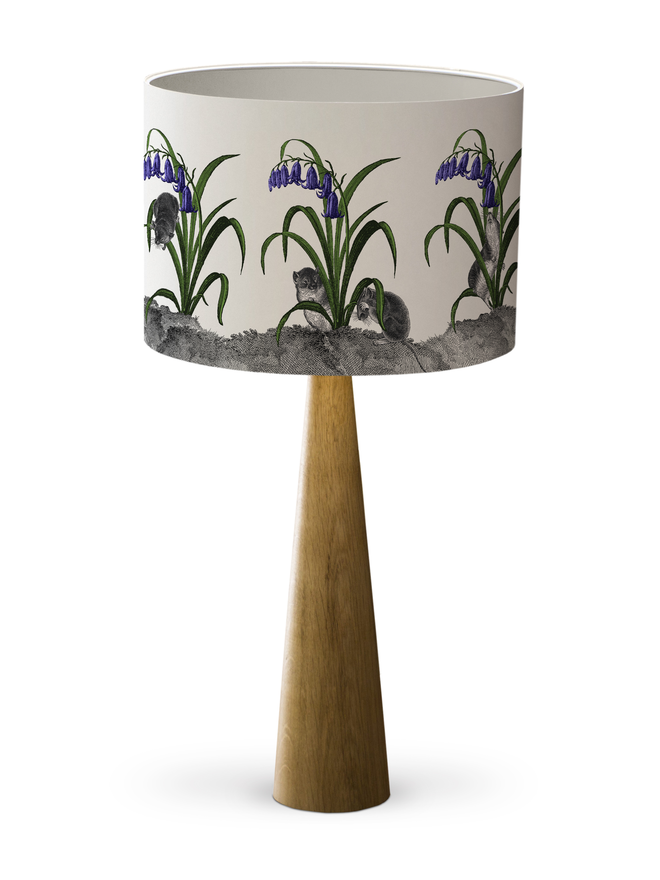 Mountain & Molehill - Mice in Bluebells lampshade  White Cut Out on base
