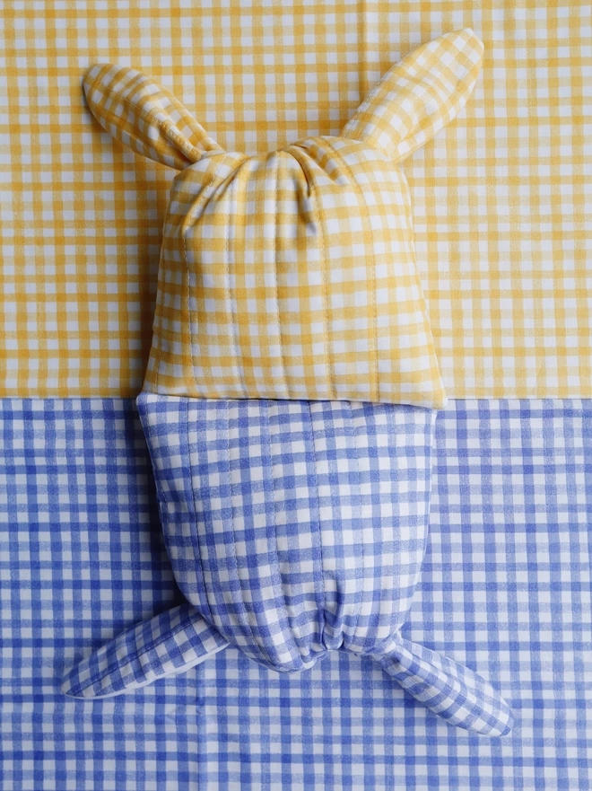 Cooper and Fred Quilted Easter Bunny Bag in Yellow Gingham and Blue Gingham
