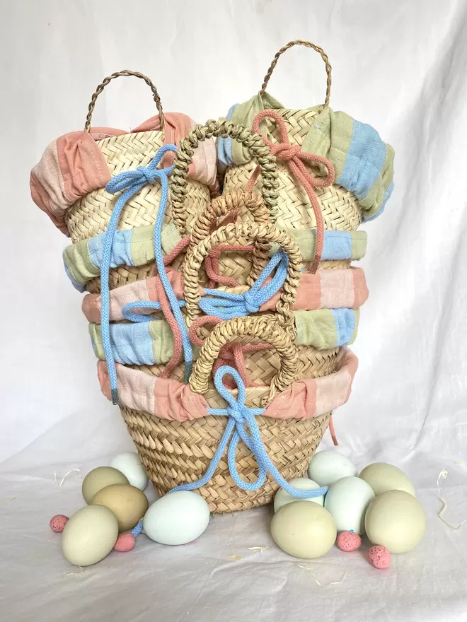 Striped Linen Easter Basket Midi and MiniSize