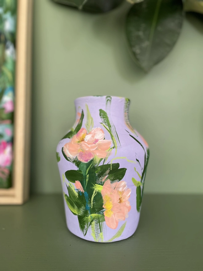 Hand Painted Lilac Dried Flower Vase