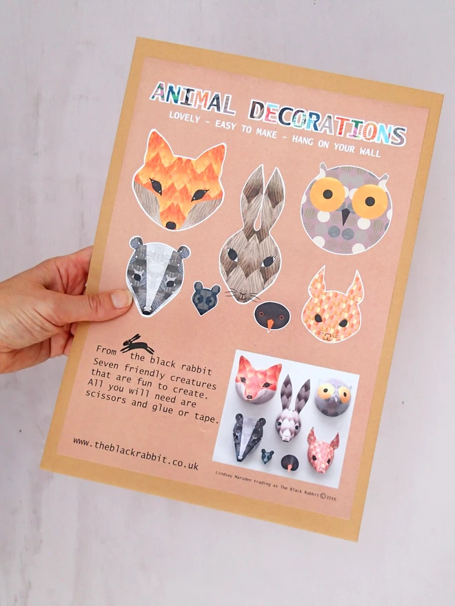 Packaging of the woodland animal wall decorations paper kit