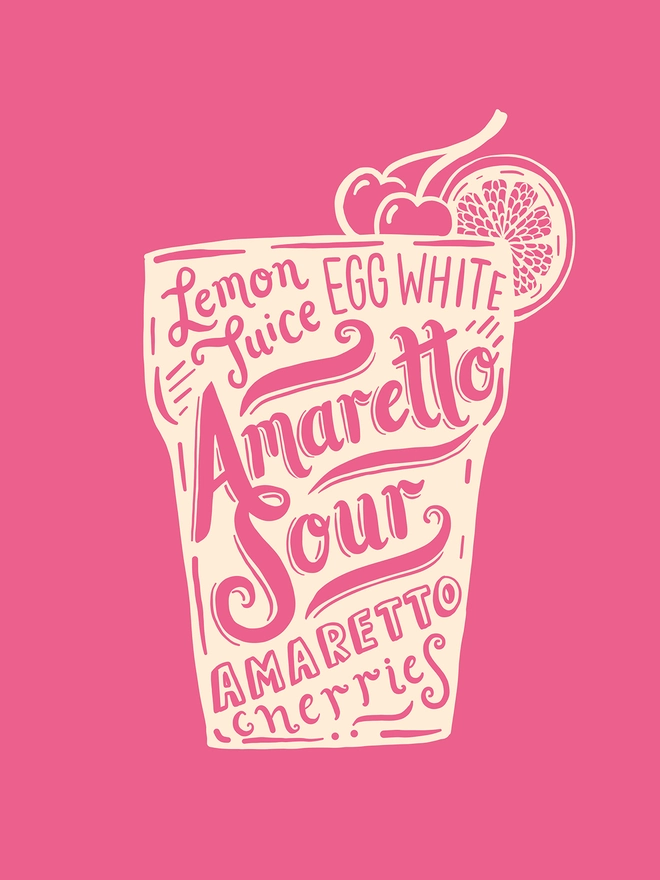 Amaretto Sour Cocktail drink artwork