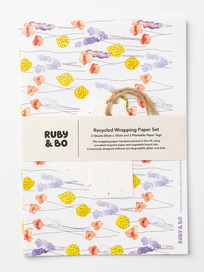Billy Button Recycled Wrap & Plantable Tag Set