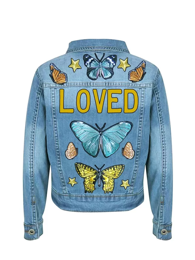Loved butterfly jacket by Denim and Bone in light blue