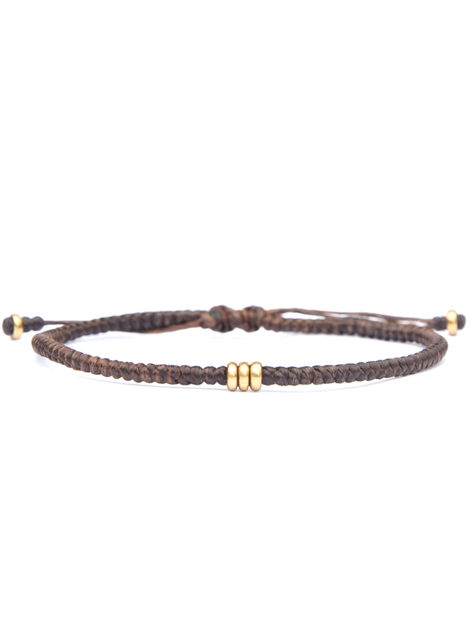 brown and brass bracelet for men