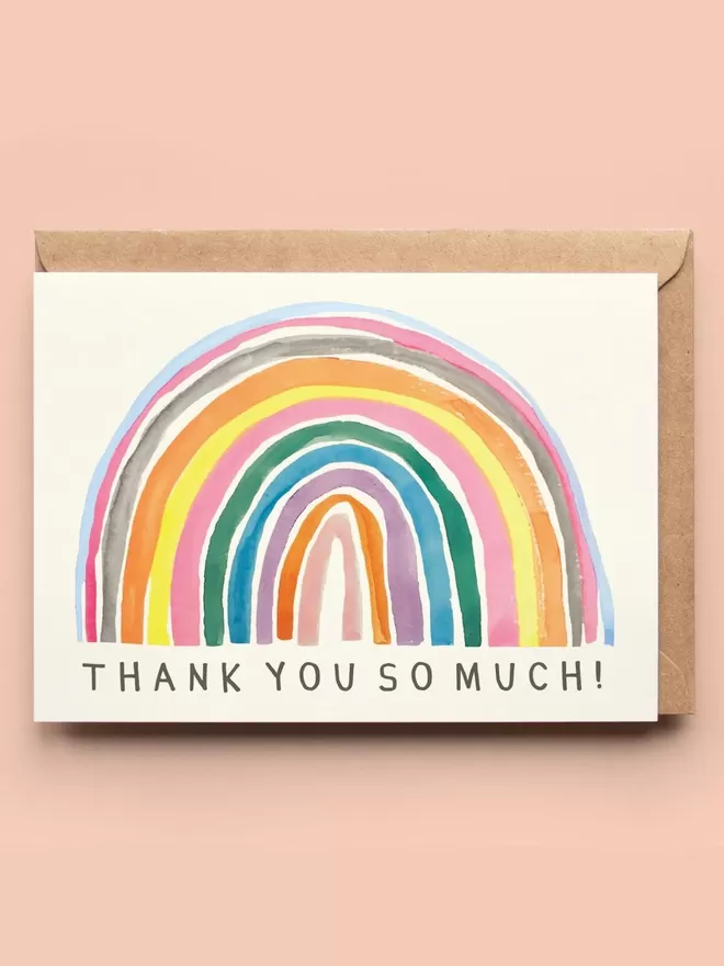 Rainbow illustrated thank you card