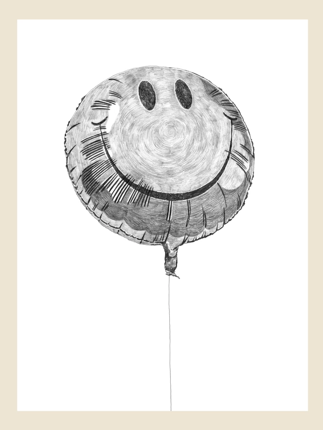 Artwork of smiley balloon art print