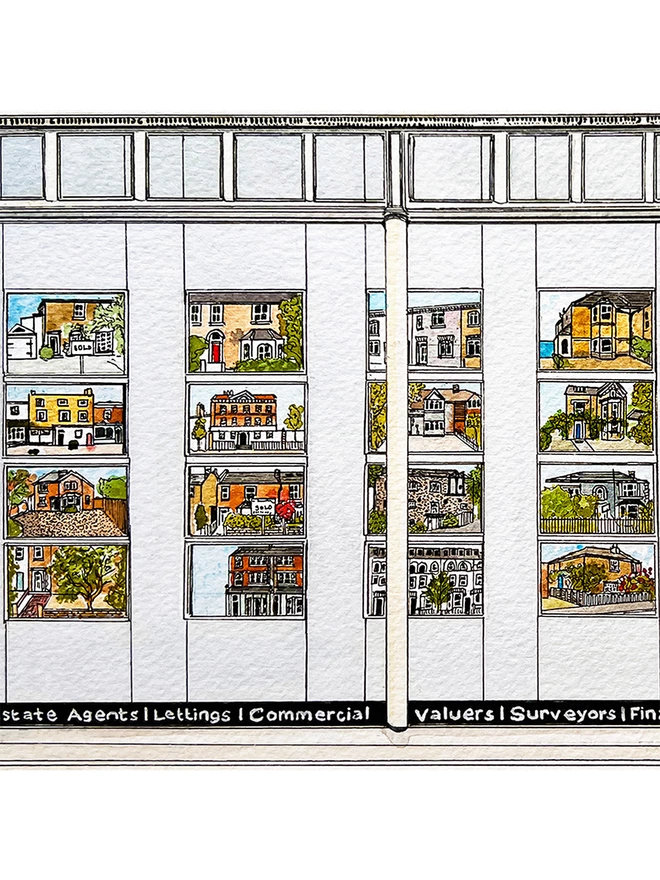 Detailed shop window painting - estate agent