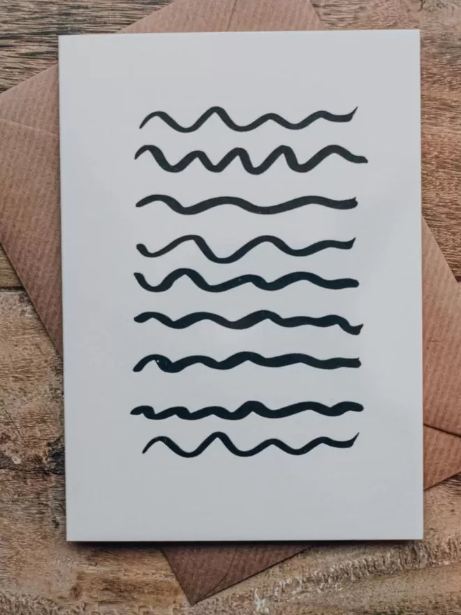 Waves Letterpress Greeting Card