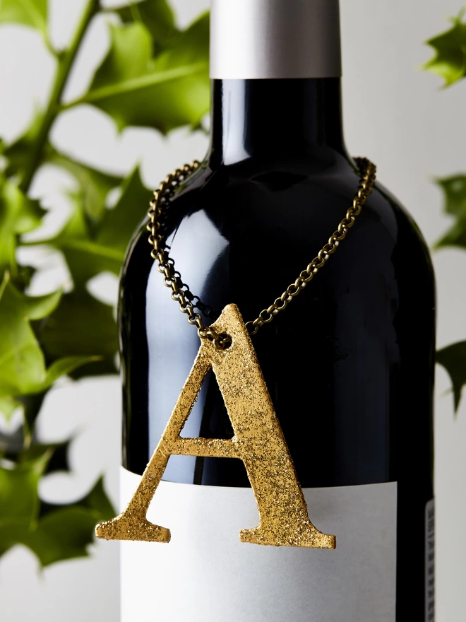 Glittery Gold leather 'A'. These make the perfect place setting or table decoration.
