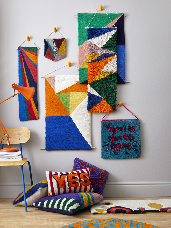 SHARDS OF LIGHT - Hand Tufted Multi Coloured Wall Hanging - Group Shot