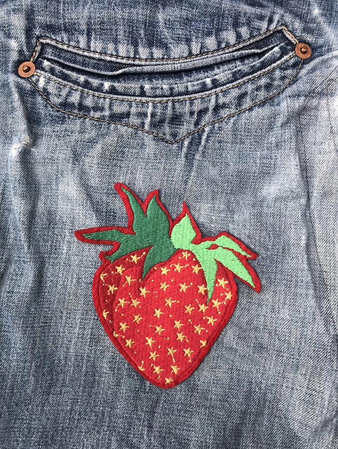 Strawberry iron on patch