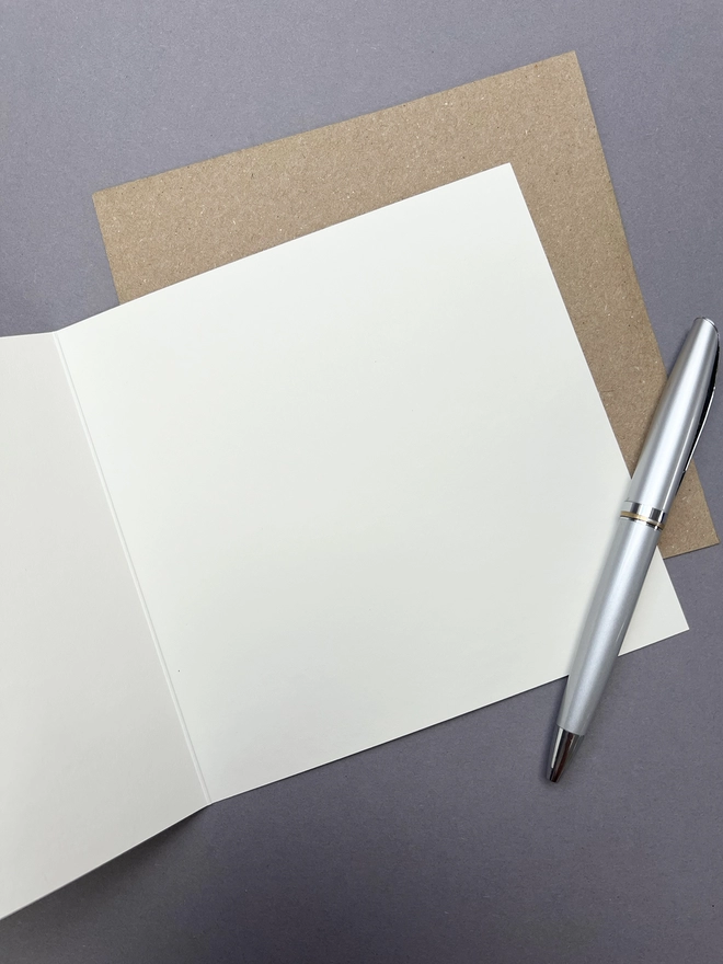 Open big card showing the blank inside allowing you to write anything you want