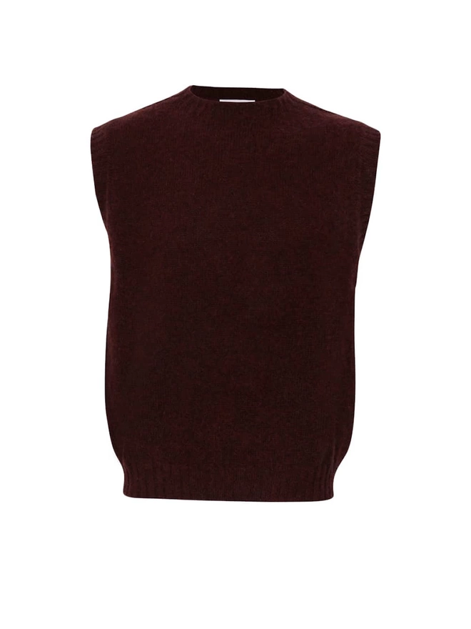 Laide Mens Brushed Wool Knitted Vest Burgundy