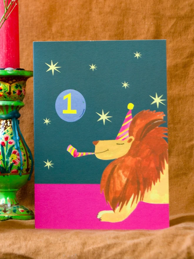 Lion Party Birthday Card by Hutch Cassidy.