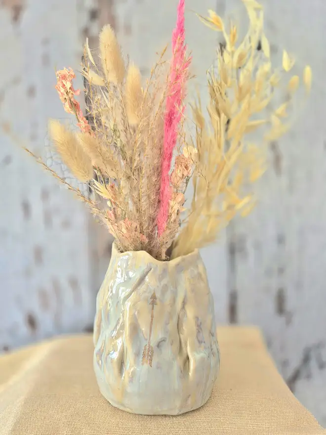 Ceramic Arrow vase with gold detail. flower vase, dried flowers, spring vase, Jenny Hopps Pottery