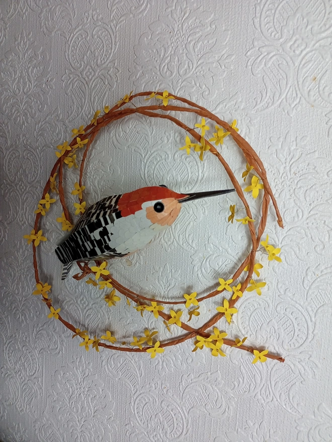 orange bellied woodpecker paper sculpture