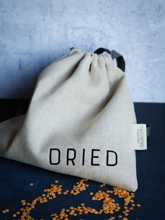 Dried pasta and lentils storage bag
