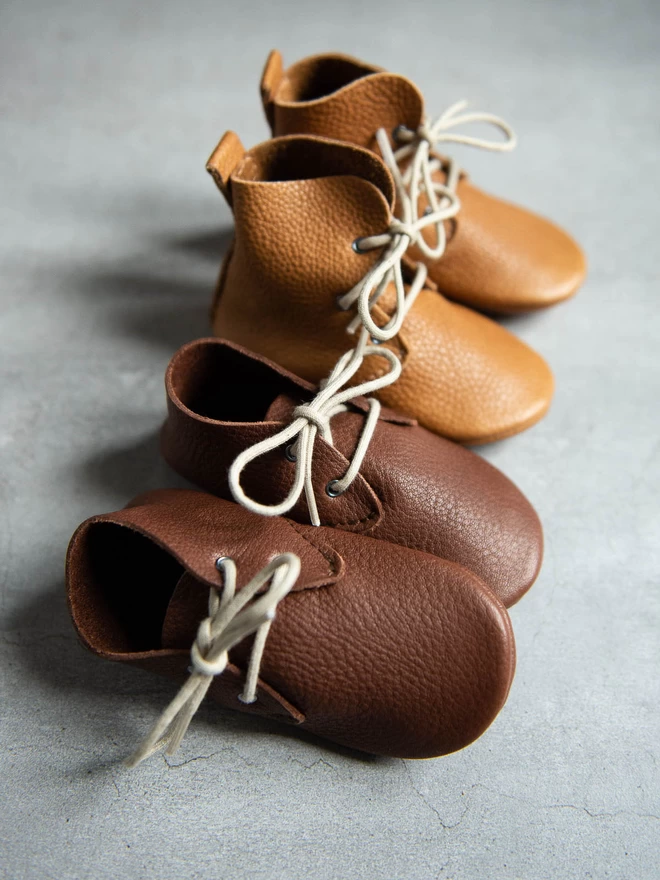 Tan Natural Leather Baby and Toddler High Top Boots