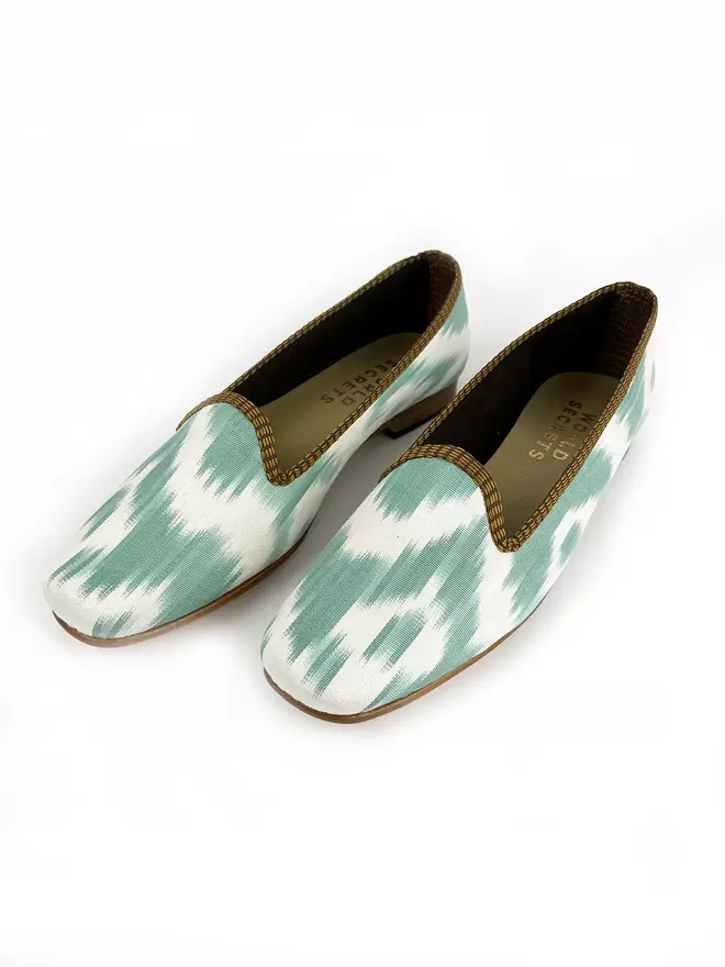 Opal Mints Ikat Silk Flat Shoe 