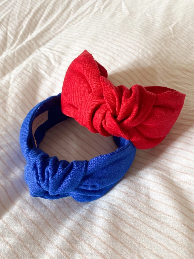 two chic top knot linen hairbands