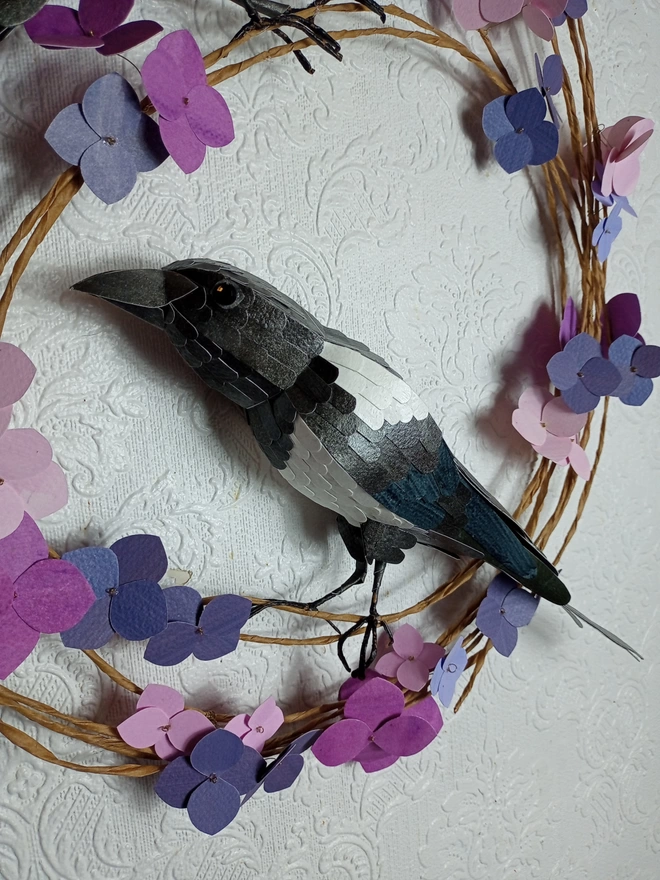 handmade sculpture of a Eurasian magpie