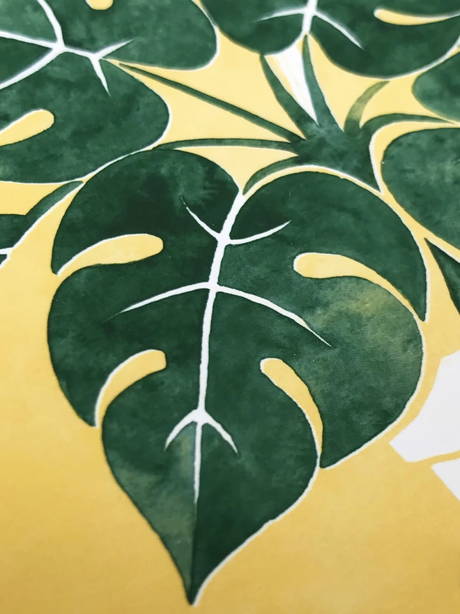 detail of monstera leaf from thank you teacher card
