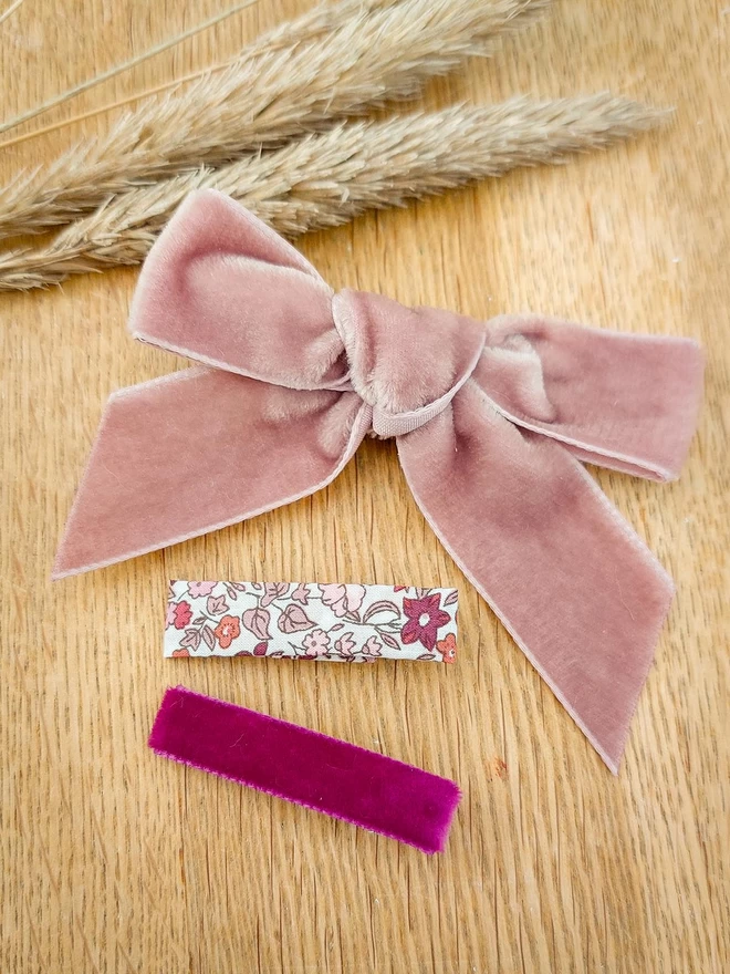 Dusty Pink Velvet Bow