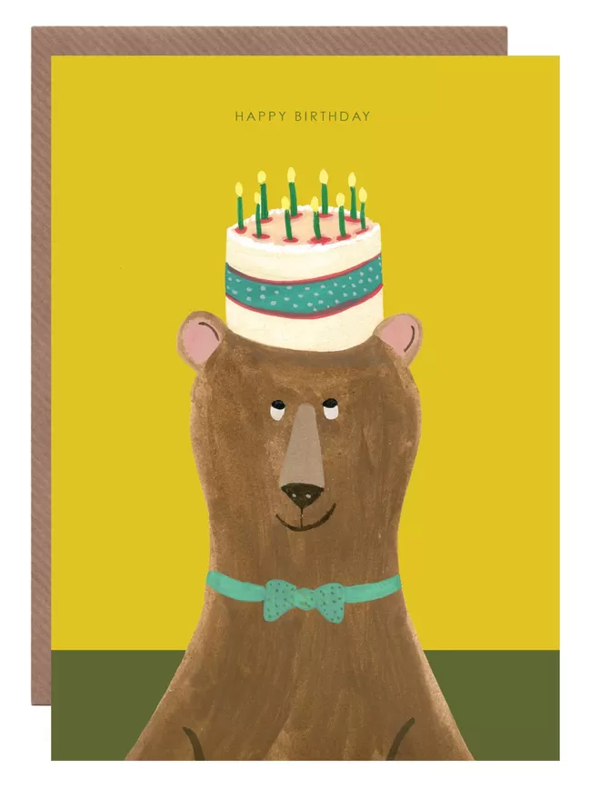 Bear Cake Hat Birthday Card