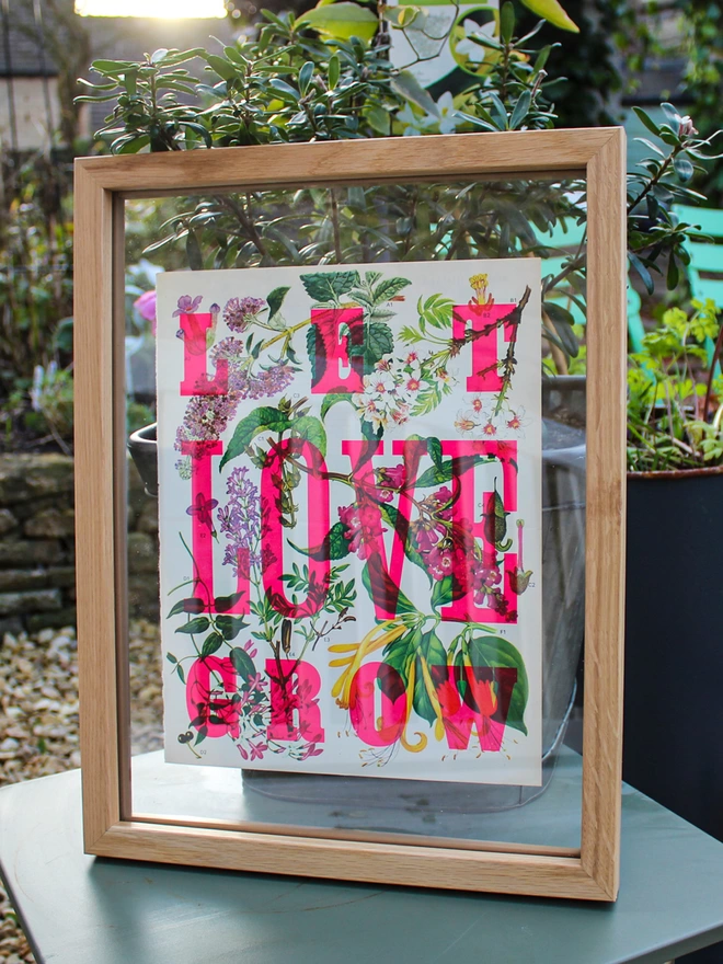 Detail of Let Love Framed Grow Limited Edition Letterpress Print