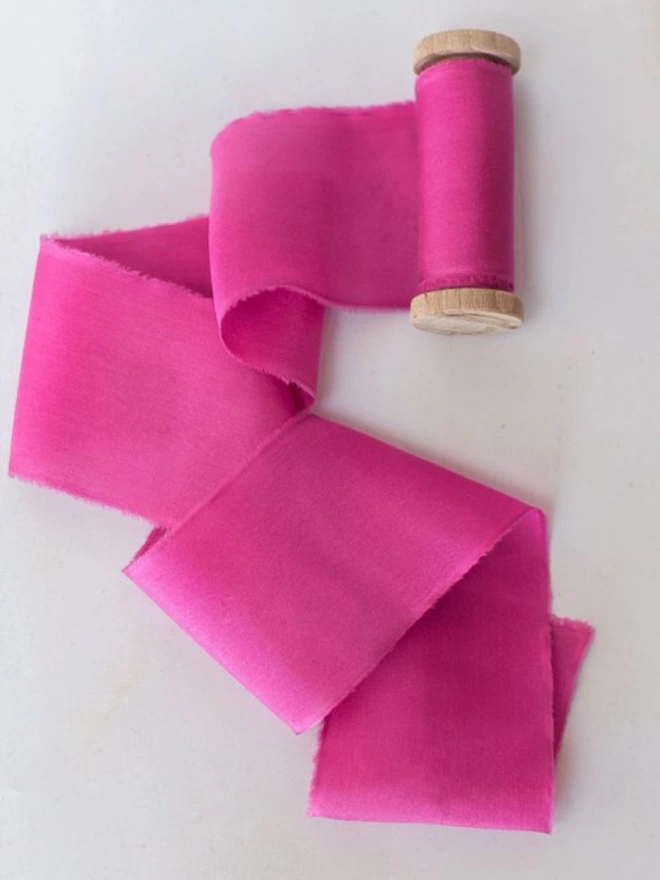 Habotai Silk Ribbon - Vivacious Pink