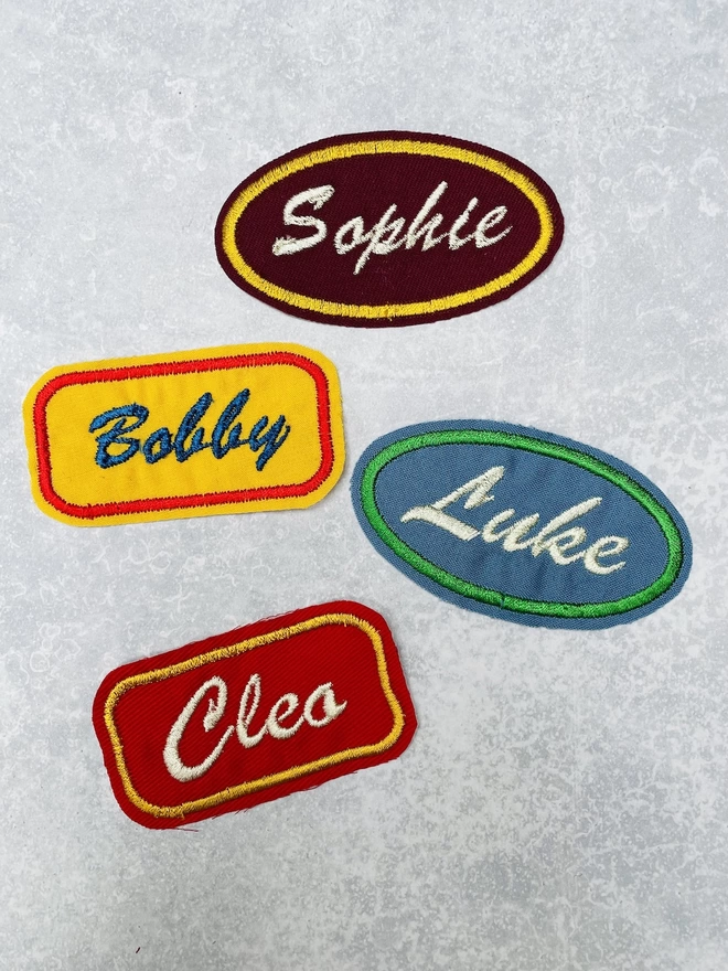 Colour choices of retro name patches