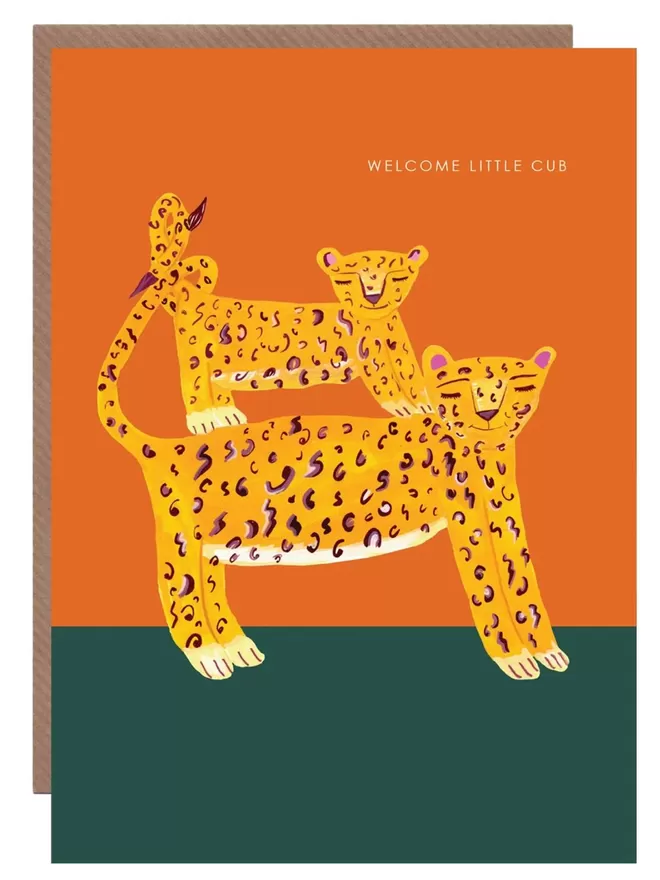 Leopard and Cub card by Hutch Cassidy.