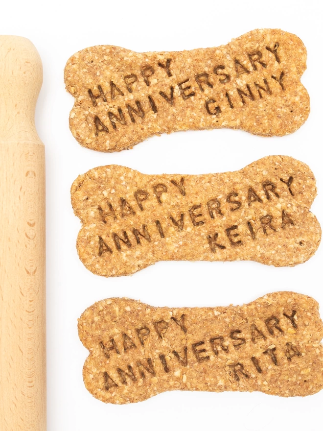 Personalised Happy Aniversary Dog Treat Biscuits